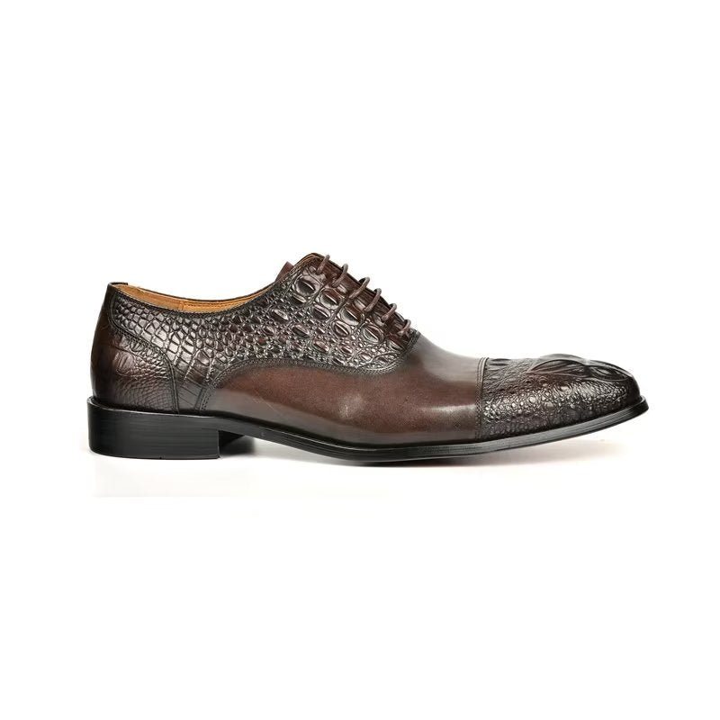 Formelle Herre Sko Elegance Crocodile Texture Oxford Dress Shoes - Kaffe