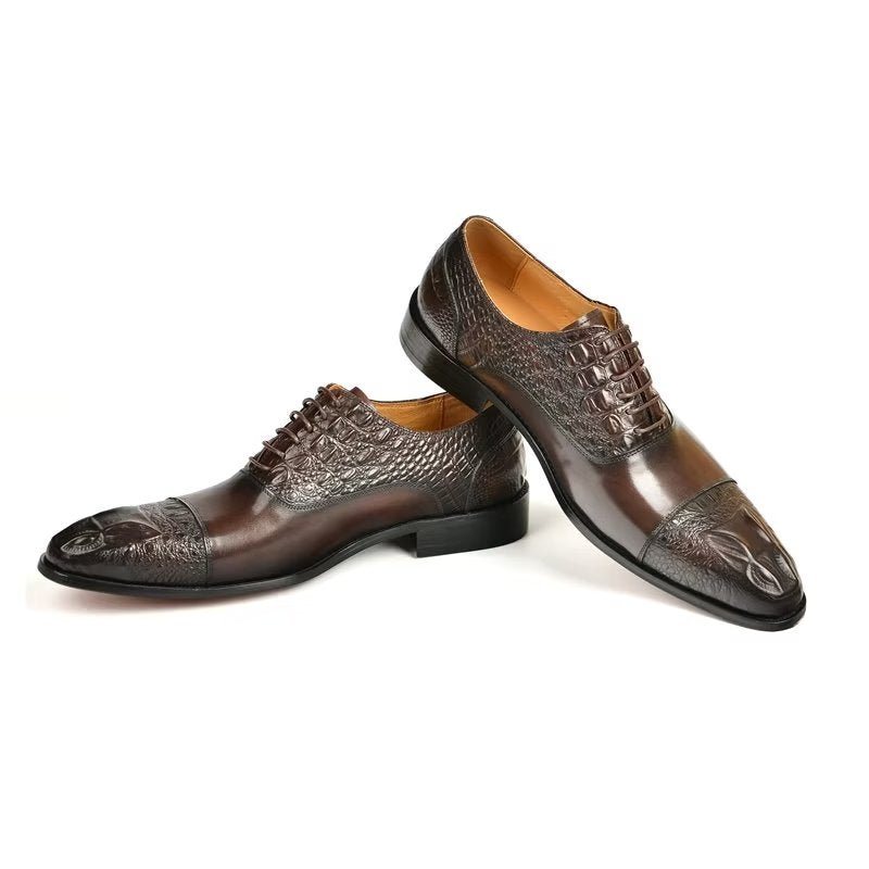 Formelle Herre Sko Elegance Crocodile Texture Oxford Dress Shoes - Kaffe