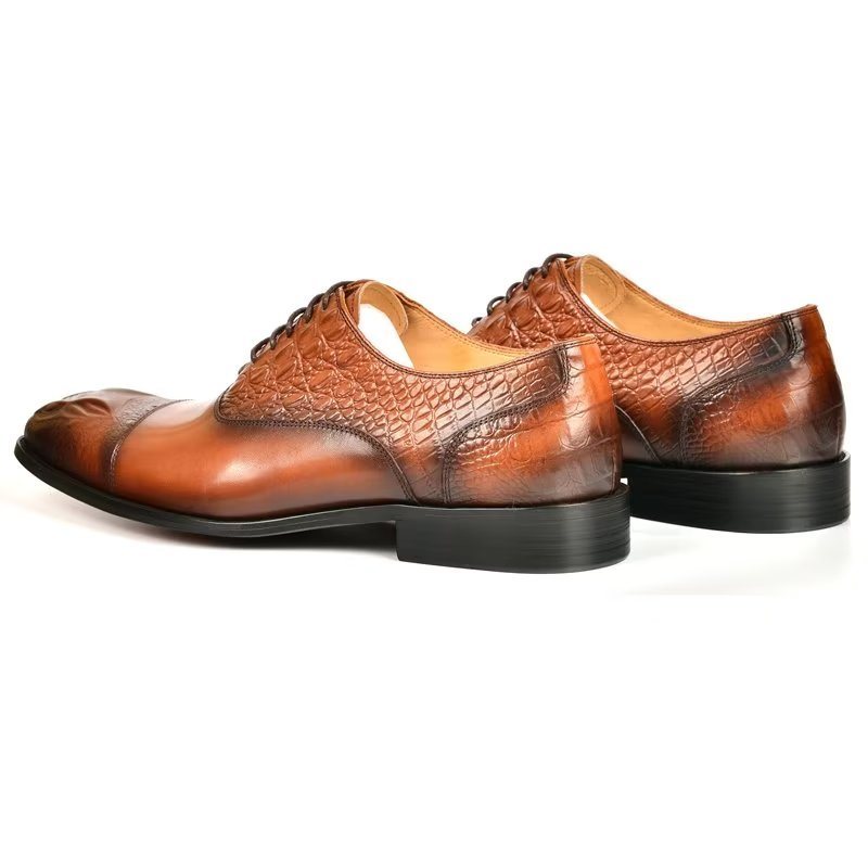 Formelle Herre Sko Elegance Crocodile Texture Oxford Dress Shoes - Brun