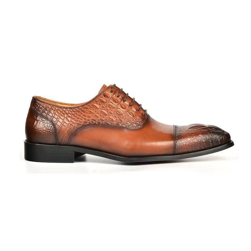 Formelle Herre Sko Elegance Crocodile Texture Oxford Dress Shoes - Brun