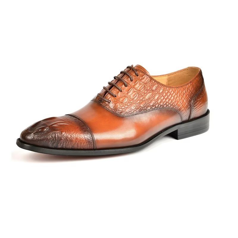 Formelle Herre Sko Elegance Crocodile Texture Oxford Dress Shoes - Brun