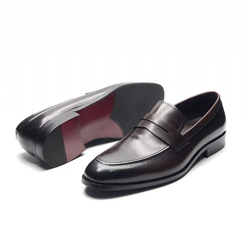 Formelle Herre Sko Eleganse Slip-on Cow Leather - Kaffe