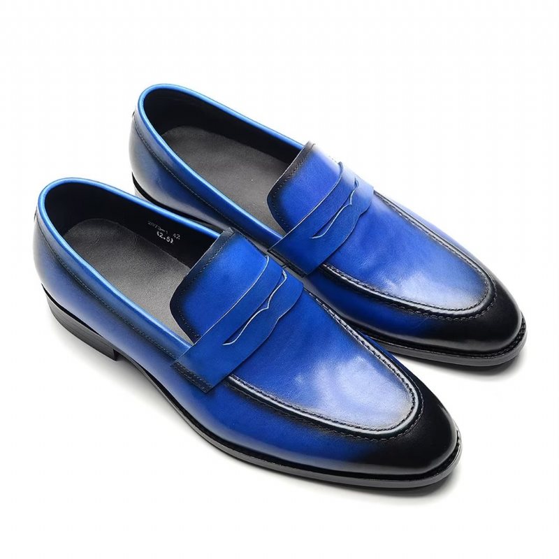 Formelle Herre Sko Eleganse Slip-on Cow Leather - Blå