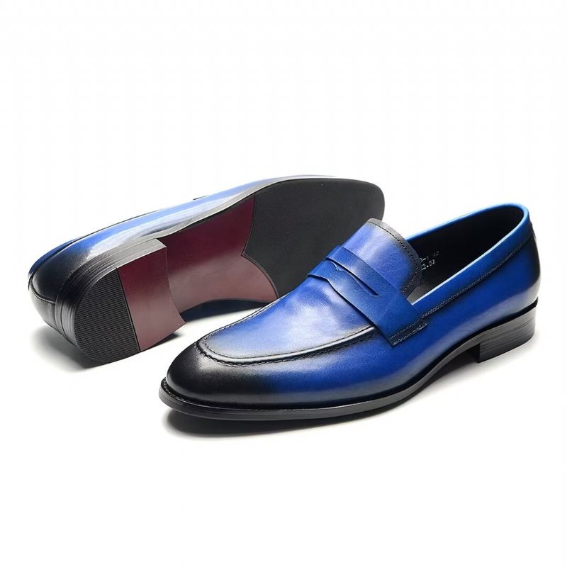 Formelle Herre Sko Eleganse Slip-on Cow Leather - Blå