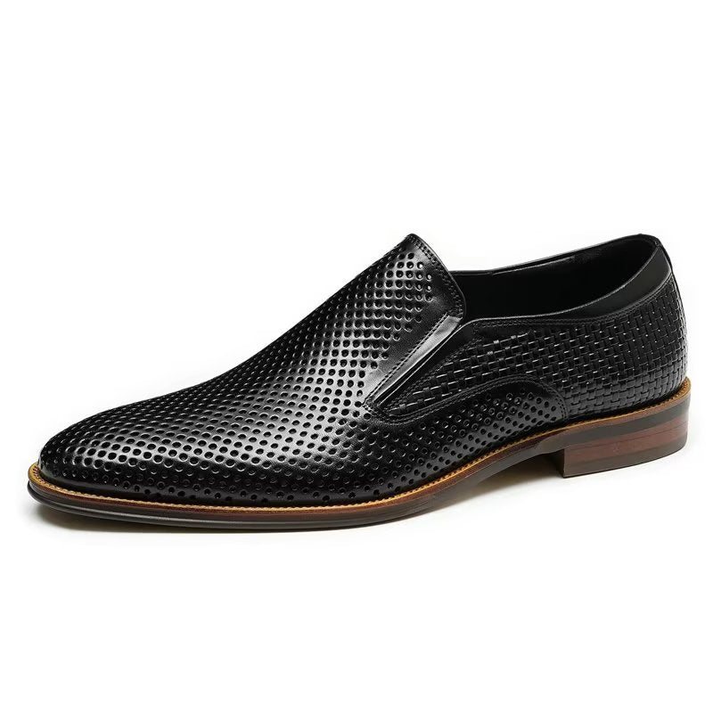 Formelle Herre Sko Elegant Skinn Brogue Style Bryllup Slip-ons - Svart