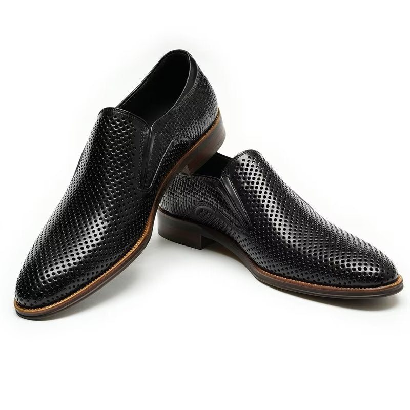 Formelle Herre Sko Elegant Skinn Brogue Style Bryllup Slip-ons - Svart