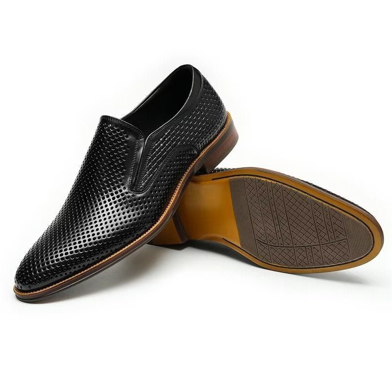 Formelle Herre Sko Elegant Skinn Brogue Style Bryllup Slip-ons - Svart