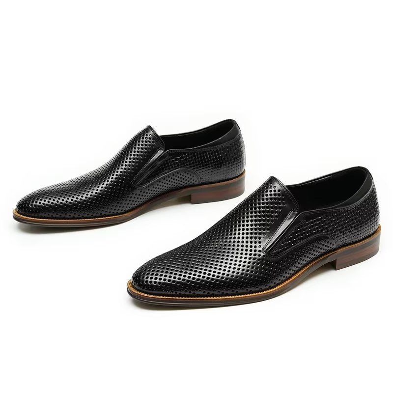 Formelle Herre Sko Elegant Skinn Brogue Style Bryllup Slip-ons - Svart