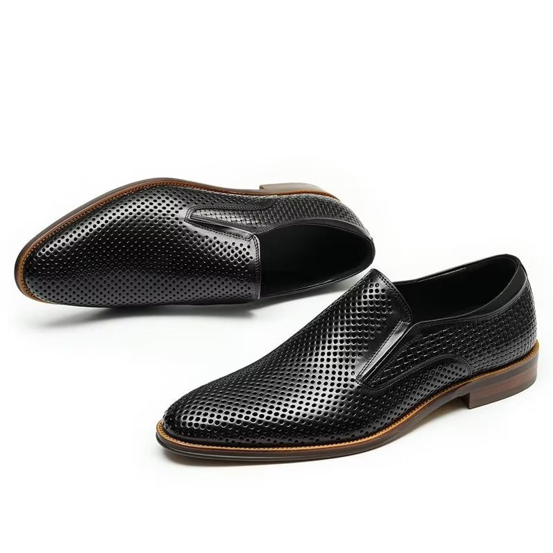 Formelle Herre Sko Elegant Skinn Brogue Style Bryllup Slip-ons - Svart