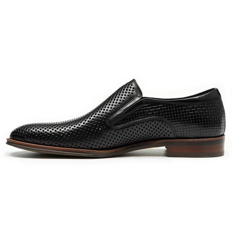 Formelle Herre Sko Elegant Skinn Brogue Style Bryllup Slip-ons - Svart