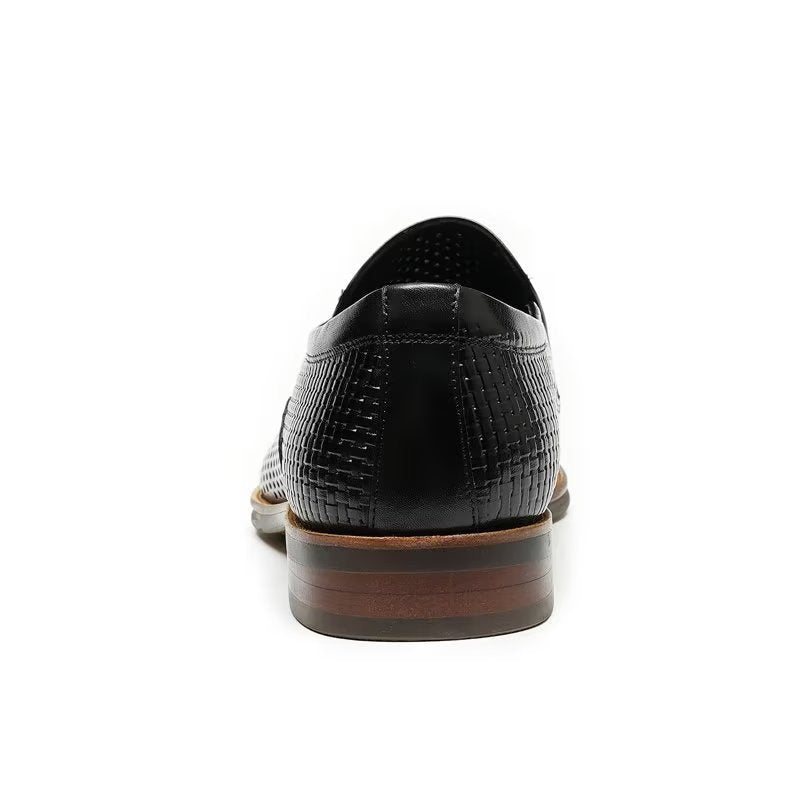 Formelle Herre Sko Elegant Skinn Brogue Style Bryllup Slip-ons - Svart