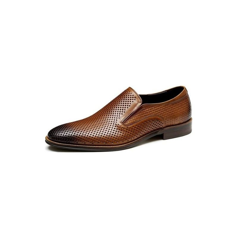 Formelle Herre Sko Elegant Skinn Brogue Style Bryllup Slip-ons - Brun