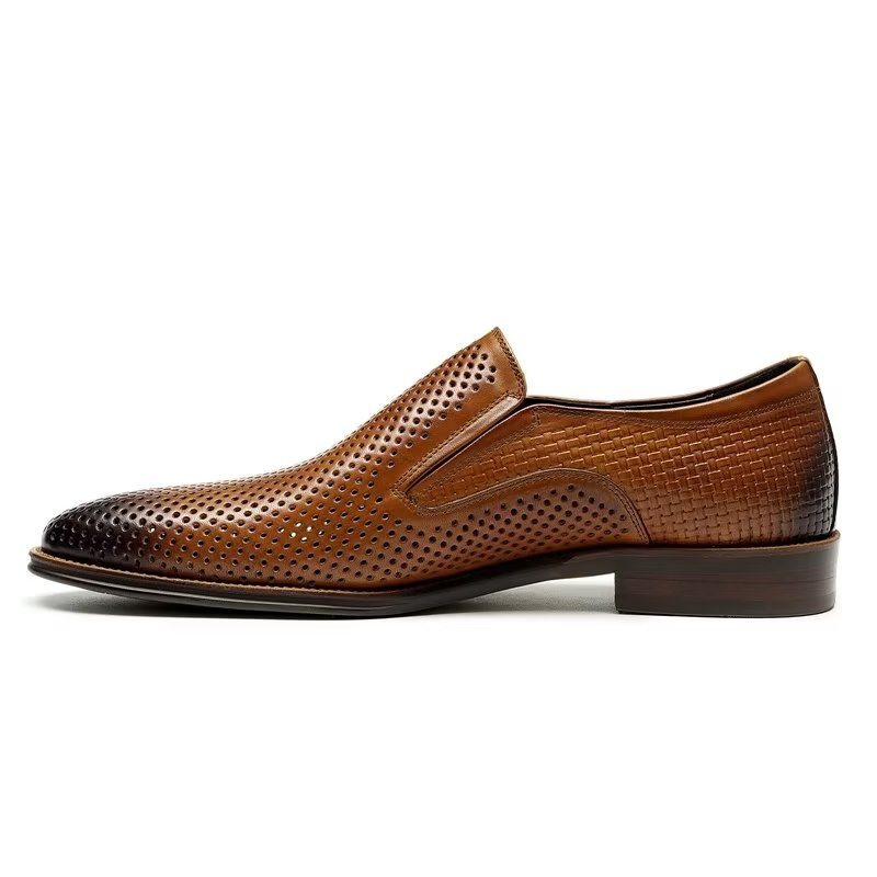 Formelle Herre Sko Elegant Skinn Brogue Style Bryllup Slip-ons - Brun