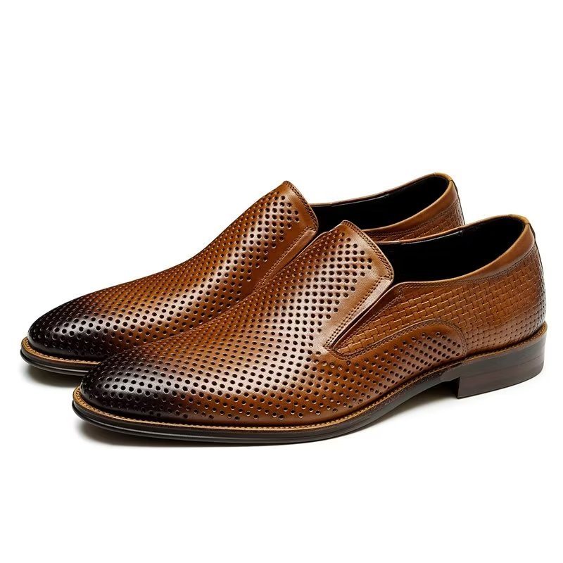 Formelle Herre Sko Elegant Skinn Brogue Style Bryllup Slip-ons - Brun