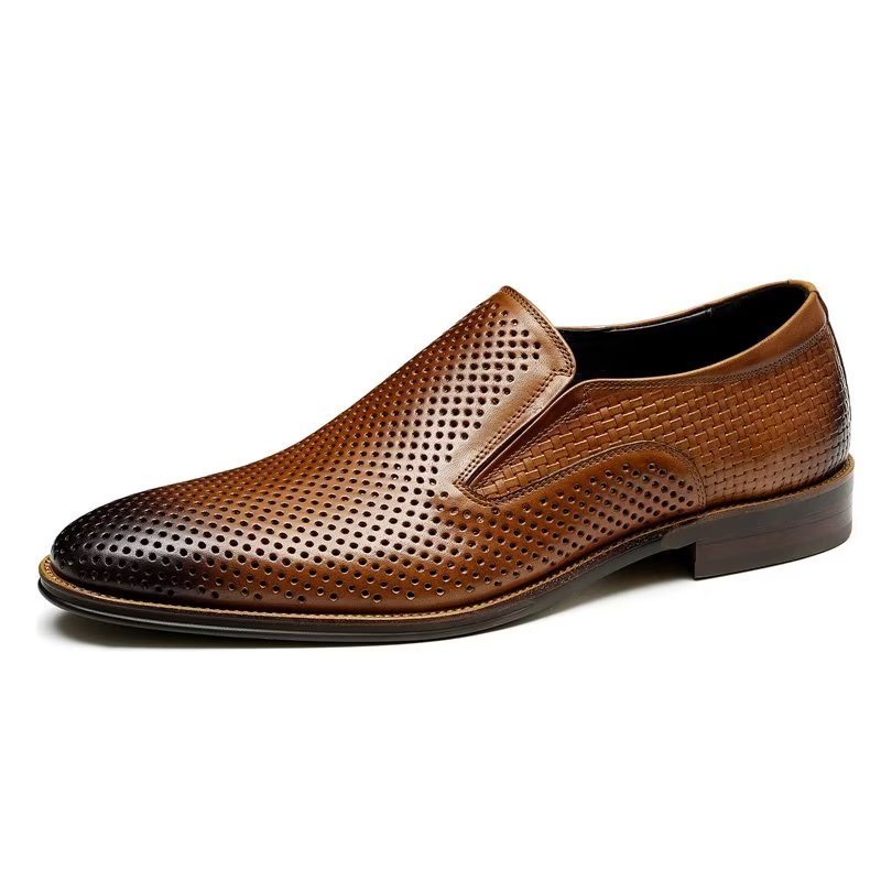 Formelle Herre Sko Elegant Skinn Brogue Style Bryllup Slip-ons - Brun