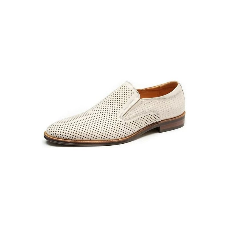 Formelle Herre Sko Elegant Skinn Brogue Style Bryllup Slip-ons - Hvit