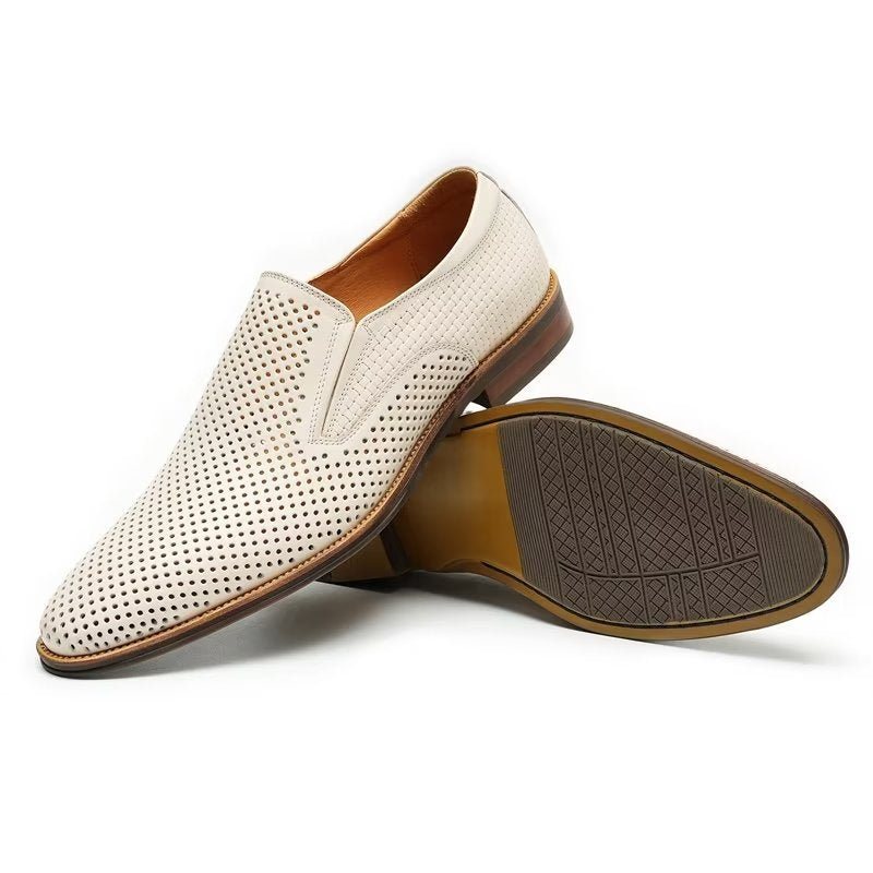 Formelle Herre Sko Elegant Skinn Brogue Style Bryllup Slip-ons - Hvit