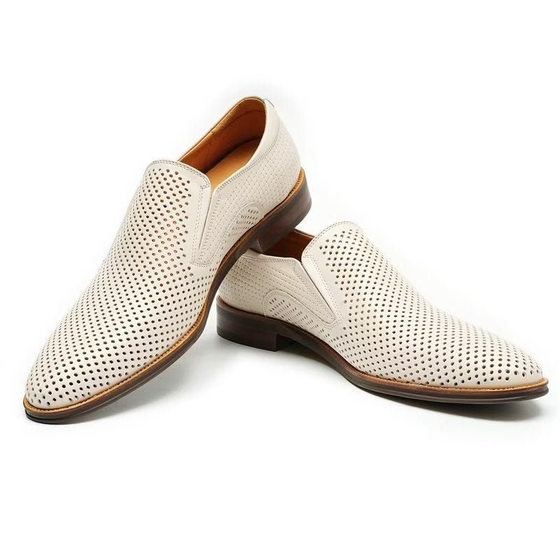 Formelle Herre Sko Elegant Skinn Brogue Style Bryllup Slip-ons - Hvit