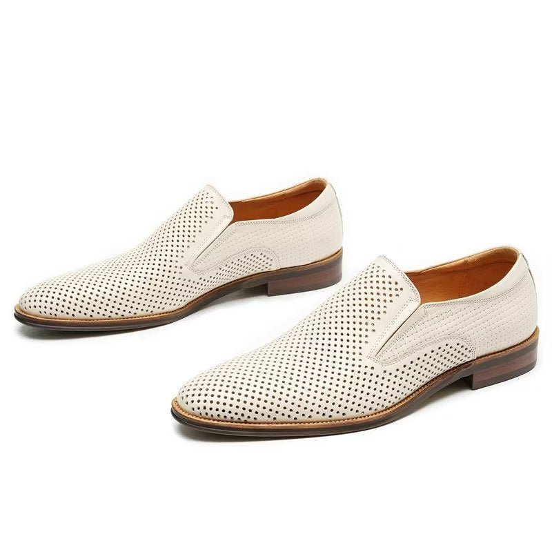 Formelle Herre Sko Elegant Skinn Brogue Style Bryllup Slip-ons - Hvit