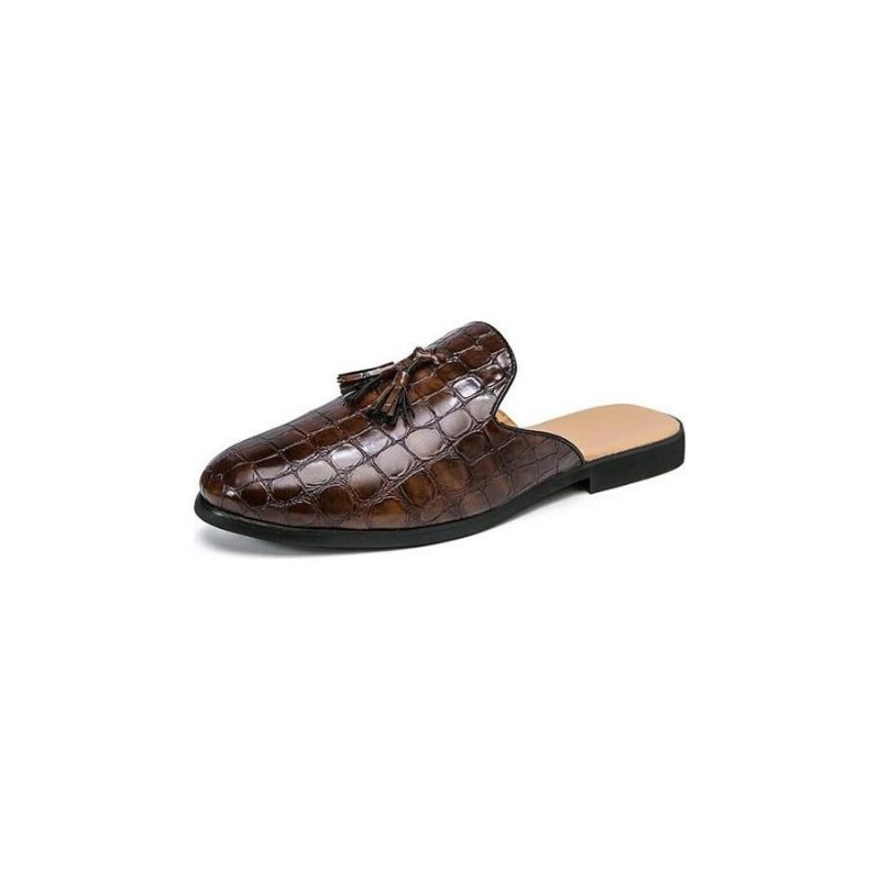 Formelle Herre Sko Elegante Komfortable Krokodillemønster Slip-on Muldyr - Kaffe