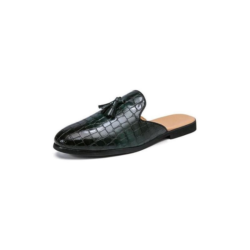 Formelle Herre Sko Elegante Komfortable Krokodillemønster Slip-on Muldyr - Grønn