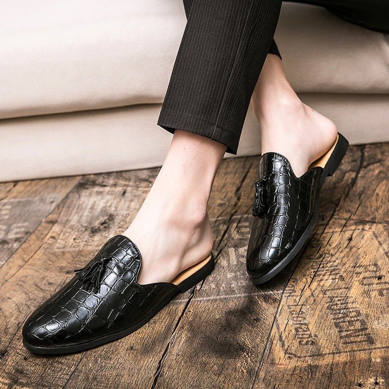 Formelle Herre Sko Elegante Komfortable Krokodillemønster Slip-on Muldyr - Sort