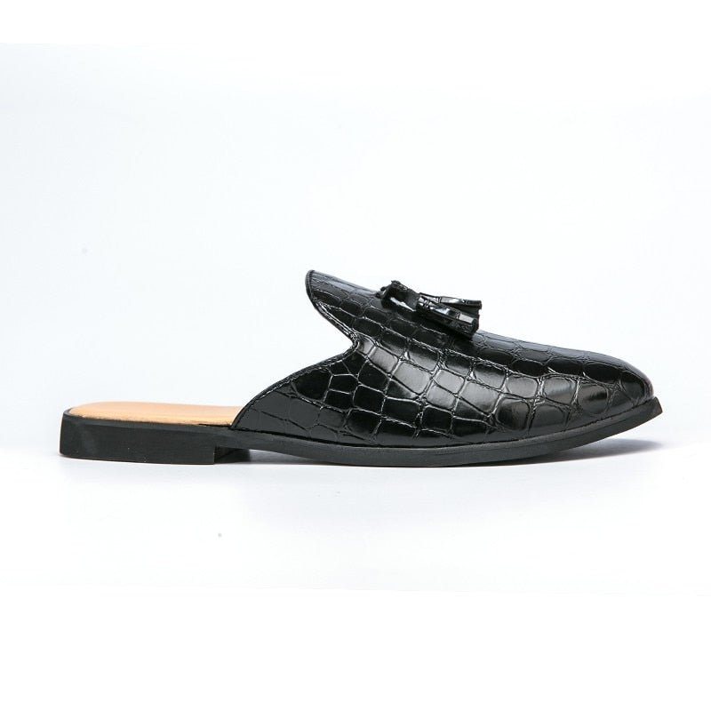 Formelle Herre Sko Elegante Komfortable Krokodillemønster Slip-on Muldyr - Sort