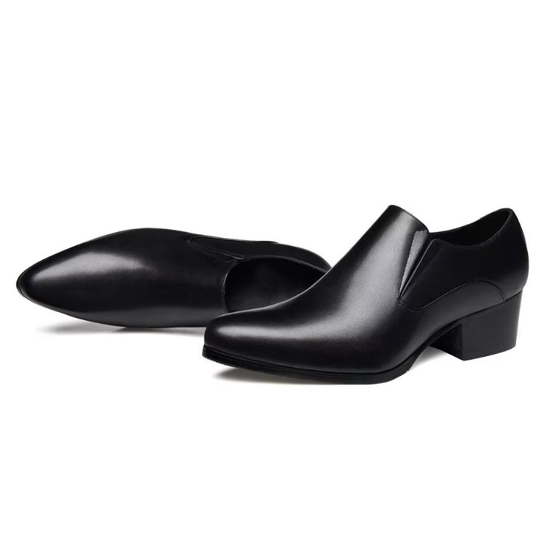 Formelle Herre Sko Elegante Spisse Tå Slip-on Kjole - Svart