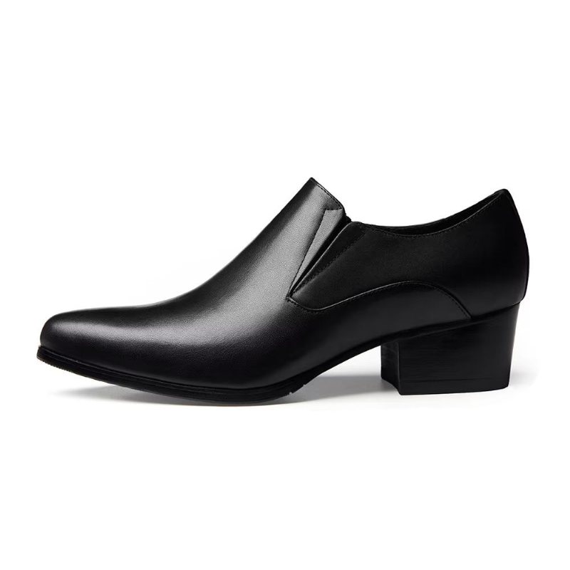 Formelle Herre Sko Elegante Spisse Tå Slip-on Kjole - Svart