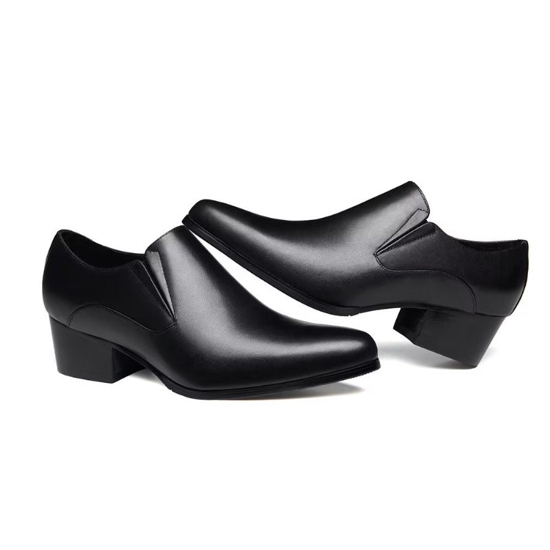 Formelle Herre Sko Elegante Spisse Tå Slip-on Kjole - Svart