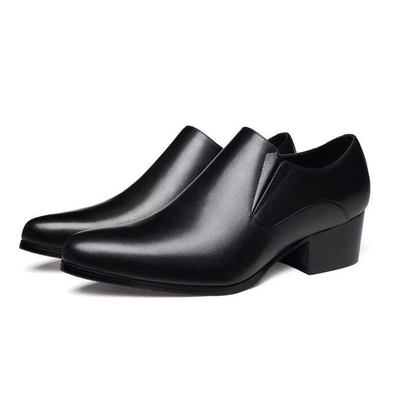 Formelle Herre Sko Elegante Spisse Tå Slip-on Kjole - Svart