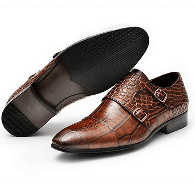 Formelle Herre Sko Exotic Texture Dress Shoes - Kaffe