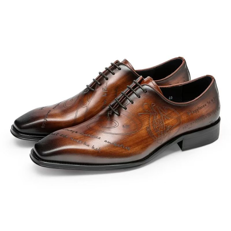 Formelle Herre Sko Exotic Texture Oxford Dress Shoes - Kaffe