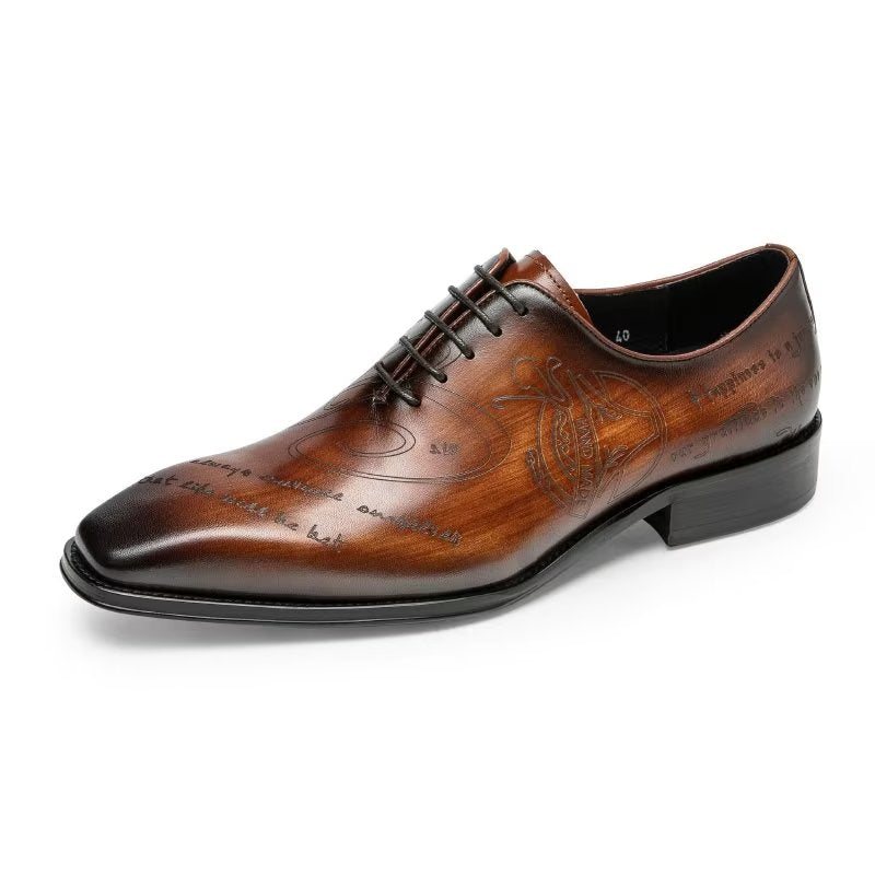 Formelle Herre Sko Exotic Texture Oxford Dress Shoes - Kaffe