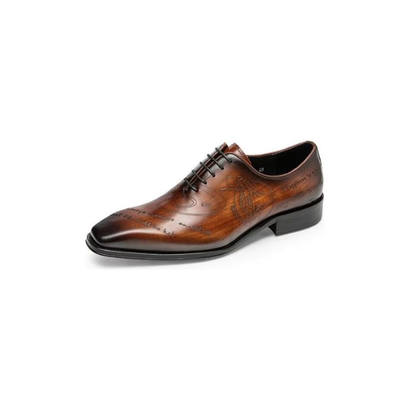 Formelle Herre Sko Exotic Texture Oxford Dress Shoes - Kaffe