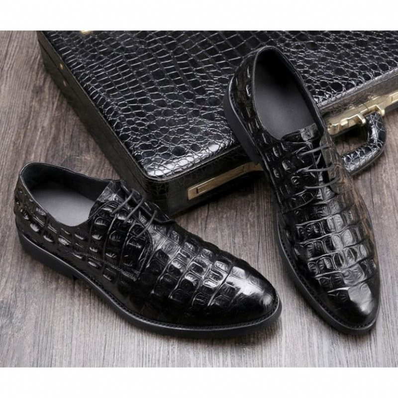 Formelle Herre Sko Luksus Preget Skinn Oxford Brogues - Svart