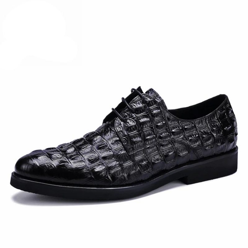 Formelle Herre Sko Luksus Preget Skinn Oxford Brogues - Svart