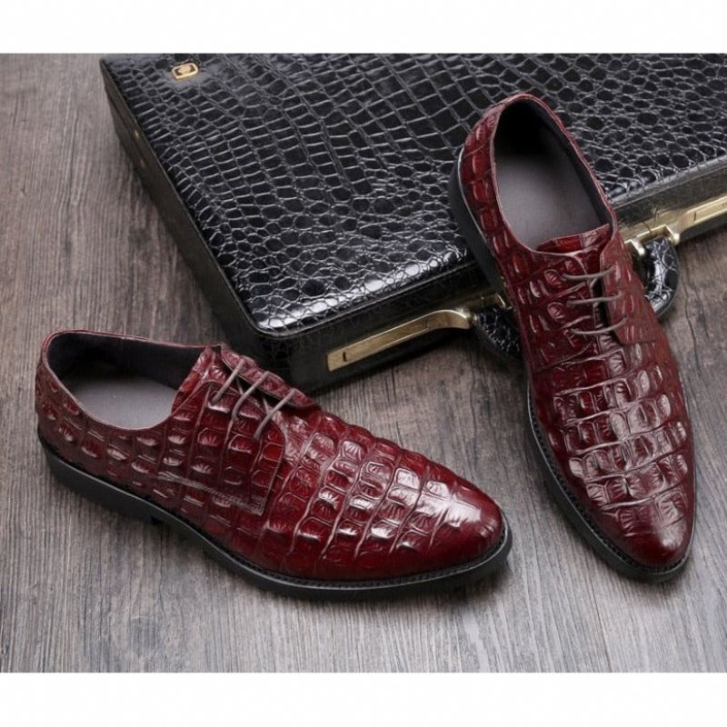 Formelle Herre Sko Luksus Preget Skinn Oxford Brogues - Rød