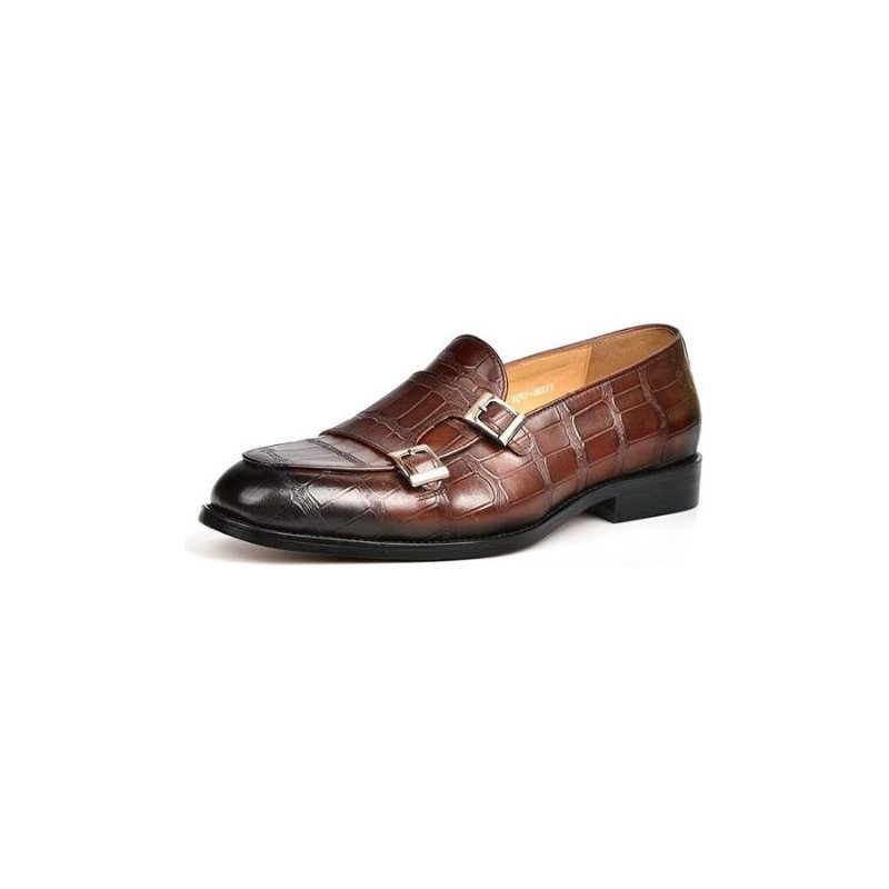 Formelle Herre Sko Med Eksotisk Tekstur Modish Monkstrap Dress - Kaffe