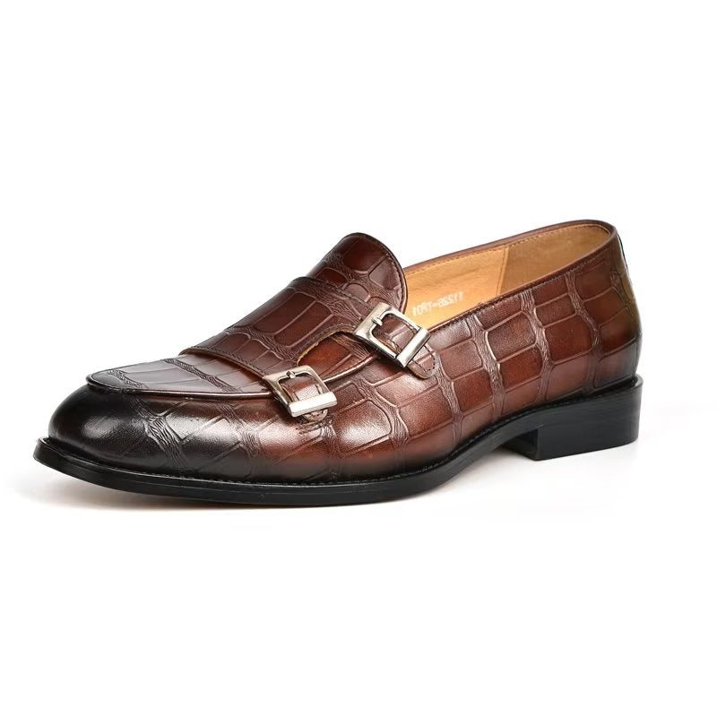 Formelle Herre Sko Med Eksotisk Tekstur Modish Monkstrap Dress - Kaffe