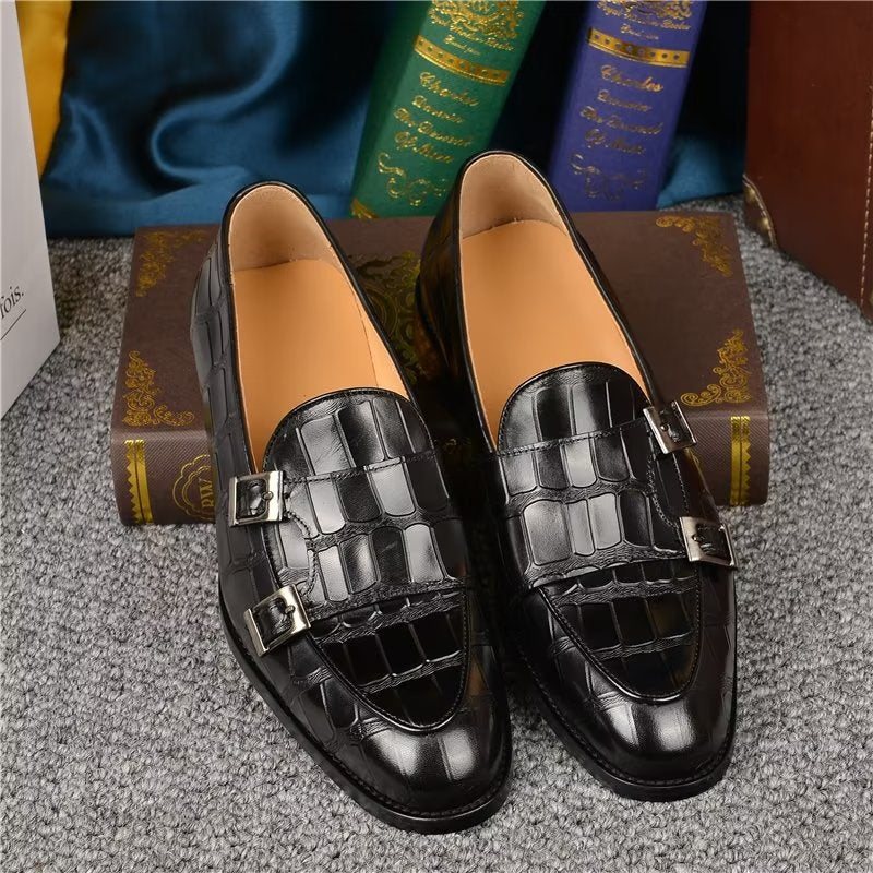 Formelle Herre Sko Med Eksotisk Tekstur Modish Monkstrap Dress - Sort