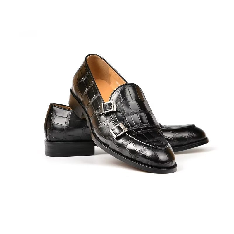 Formelle Herre Sko Med Eksotisk Tekstur Modish Monkstrap Dress - Sort