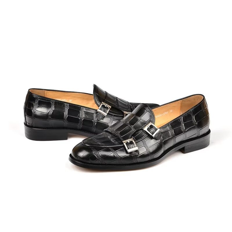 Formelle Herre Sko Med Eksotisk Tekstur Modish Monkstrap Dress - Sort