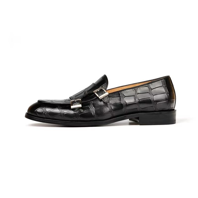 Formelle Herre Sko Med Eksotisk Tekstur Modish Monkstrap Dress - Sort