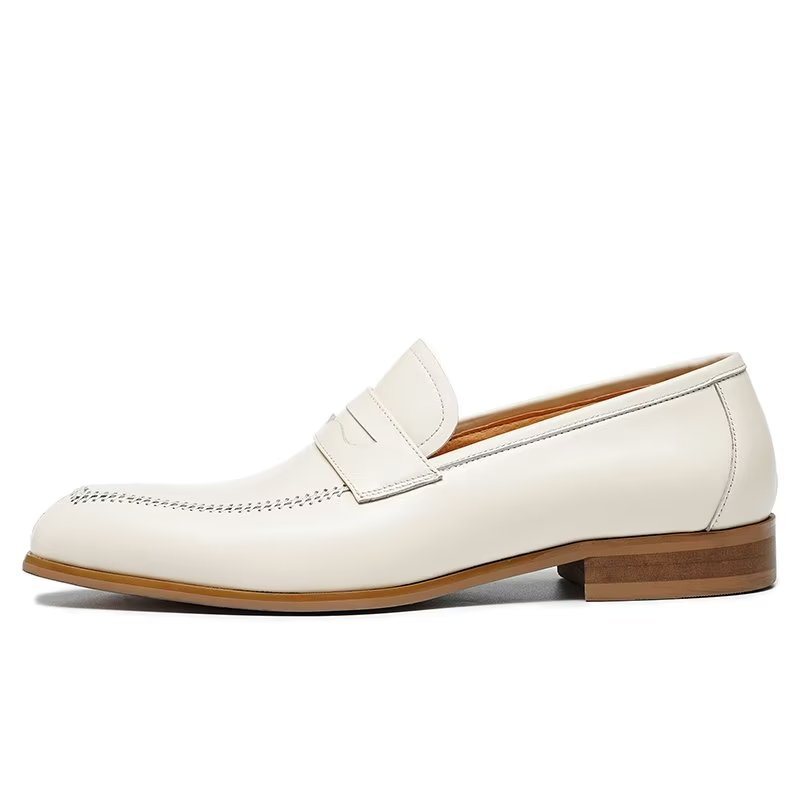 Formelle Herre Sko Med Preget Eleganse Slip-on Square Toe Dress - Hvit