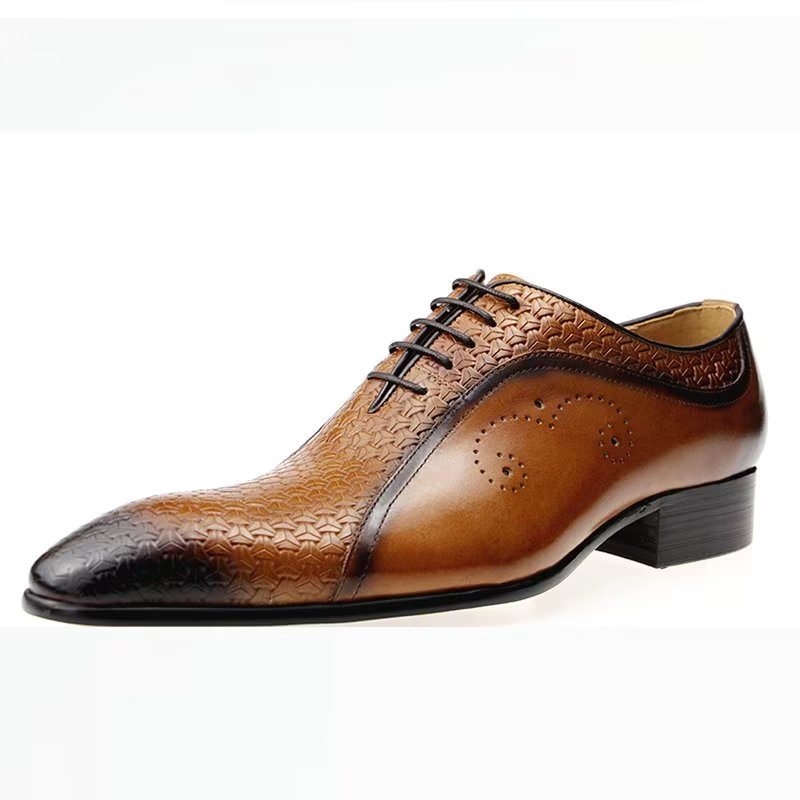 Formelle Herre Sko Overdådig Skinn Brogue Bryllup Oxfords - Brun