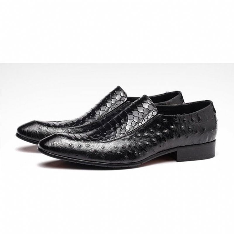 Formelle Herresko Croc Texture Leather Slip-on Oxford Brogues