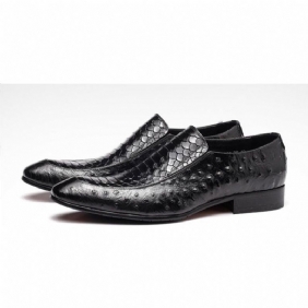 Formelle Herresko Croc Texture Leather Slip-on Oxford Brogues