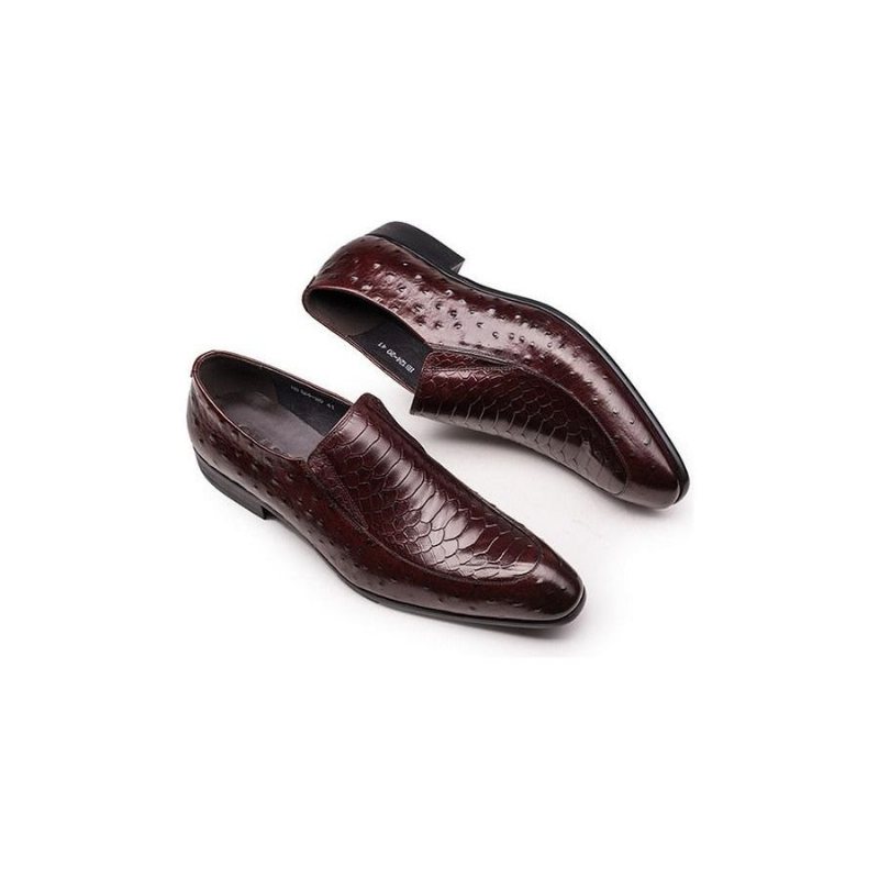 Formelle Herresko Croc Texture Leather Slip-on Oxford Brogues - Rød