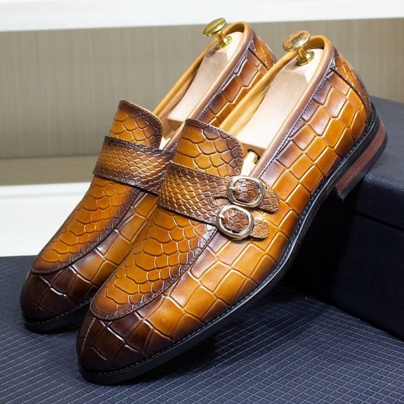 Formelle Herresko Ekte Skinn Elegant Crocformal Classic Brogues - Brun